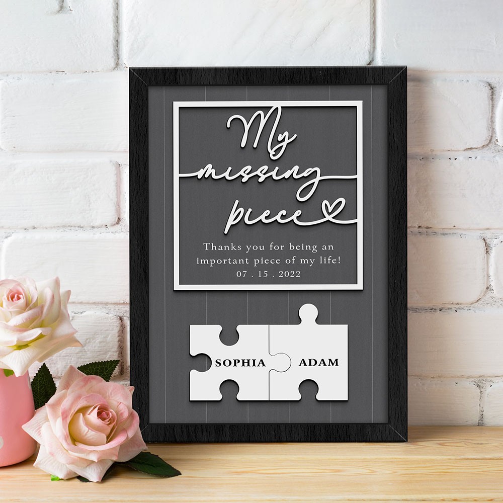 Personalised My Missing Piece Couple Wooden Sign Valentine's Day Anniversary Gift For Couple