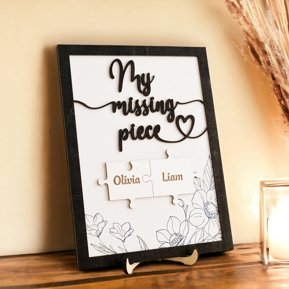 Personalised My Missing Piece Couple Wooden Sign Valentine's Day Anniversary Gift For Couple