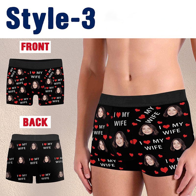 Personalised Boxers for Husband Boyfriend Custom Face Underwear Funny Valentine's Day Gift for Him 