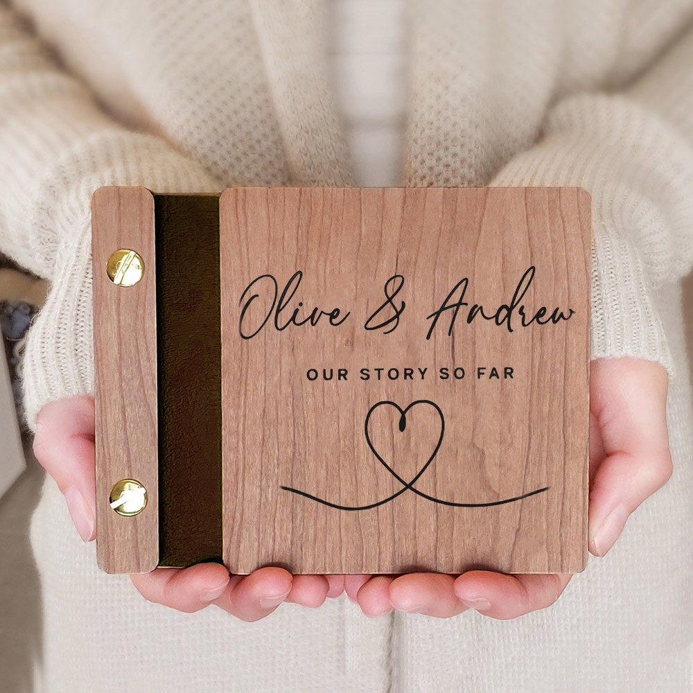 Personalised Wooden Photo Album Valentine's Day Anniversary Gift