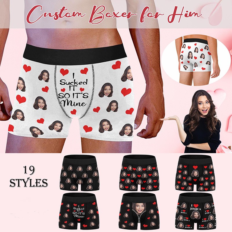 Personalised Boxers for Husband Custom Face Underwear Funny Valentine's Day Wedding Gift Boyfriend Birthday Gift