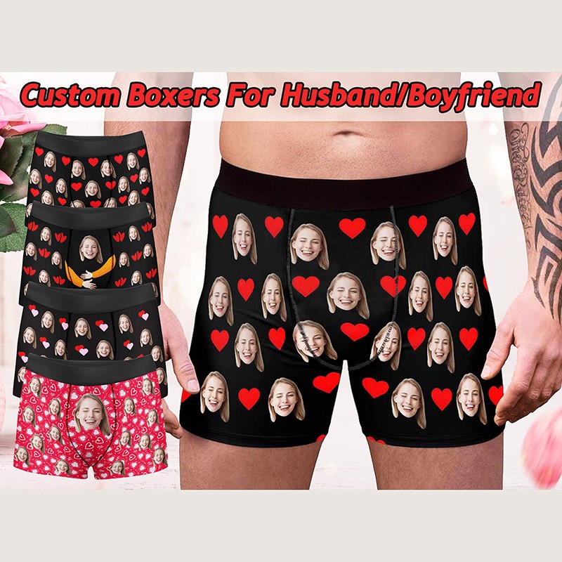 Personalised Boxers for Husband Custom Face Underwear Funny Wedding Gift for Bridegroom Anniversary Gift