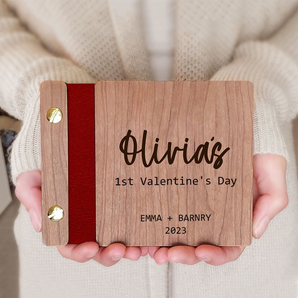 Personalised Wooden Photo Album Valentine's Day Anniversary Gift