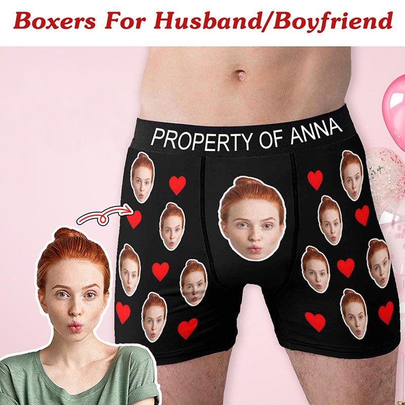 Personalised Boxers for Husband Custom Face Underwear Funny Wedding Gift for Bridegroom Anniversary Gift