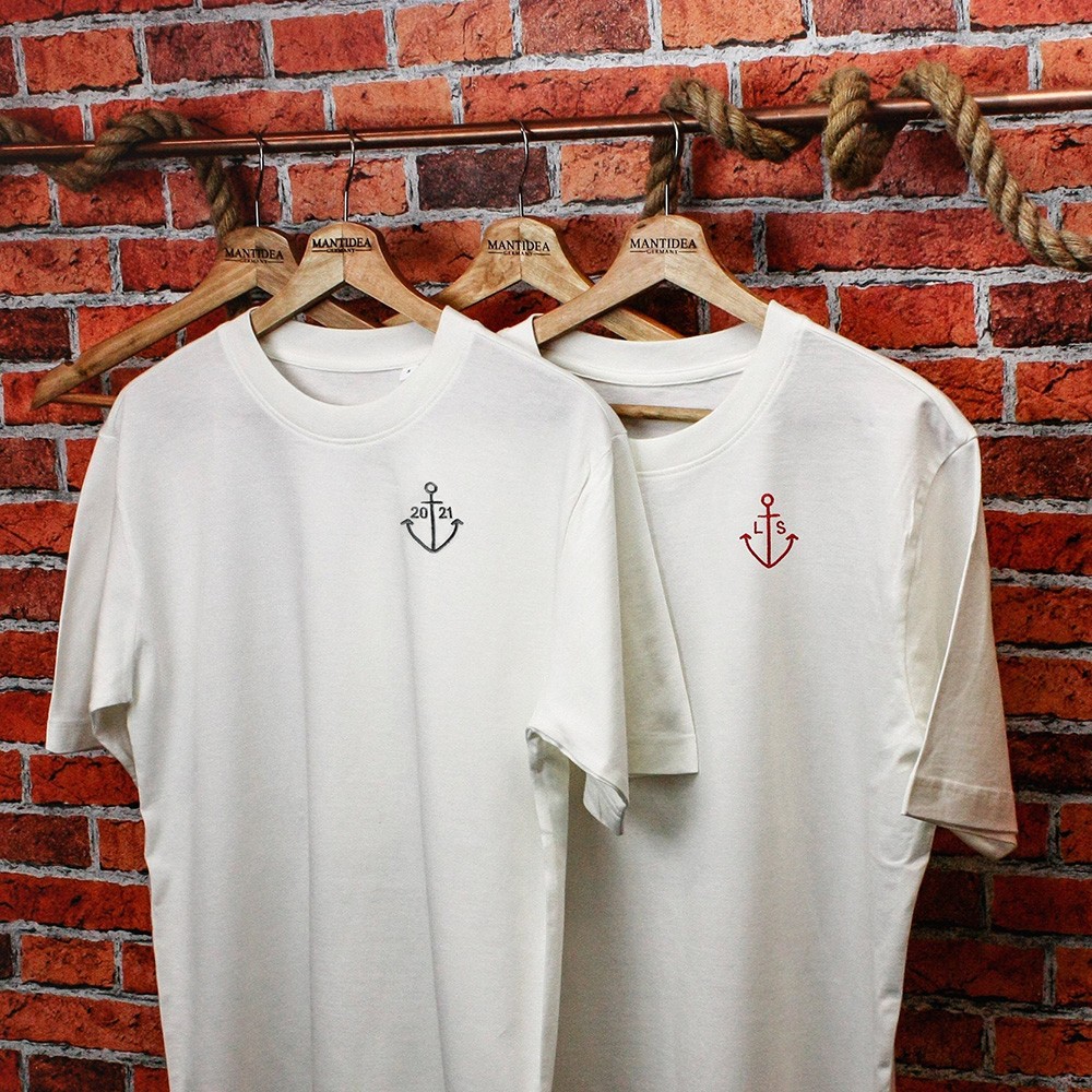 Personalised Embroidered Anchor Set T-shirts Anniversary Shirts Gift