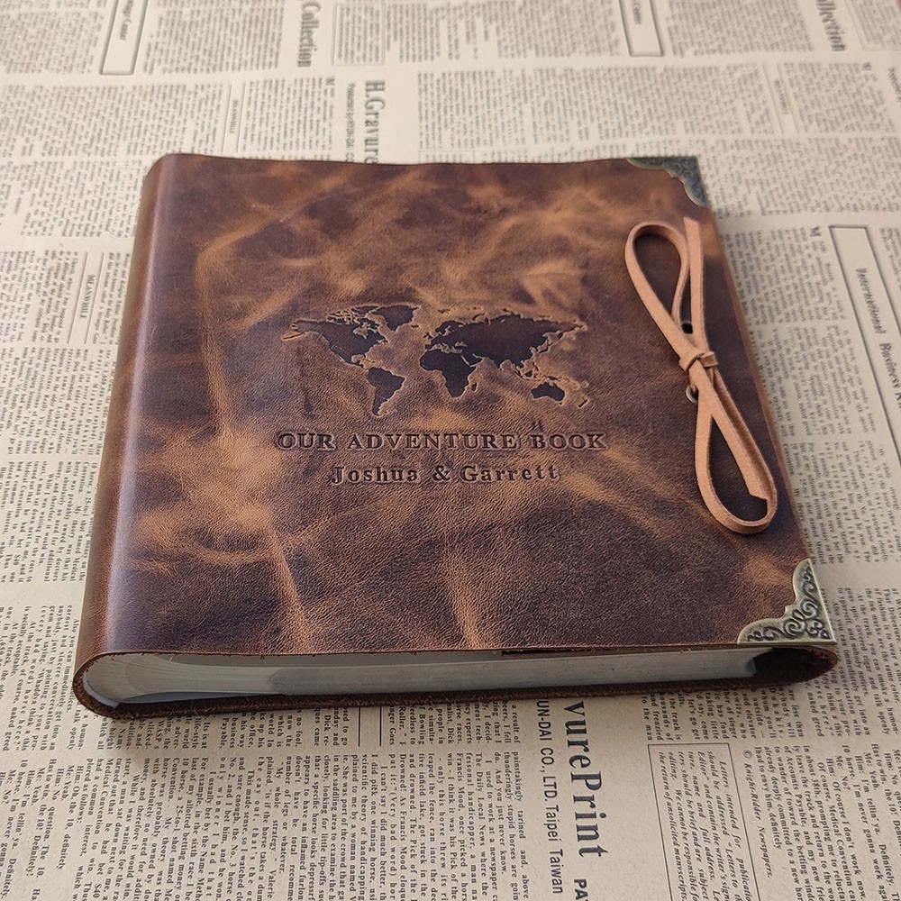 Personalised Genuine Leather World Map Photo Album Our Adventure Book Gift For Couple