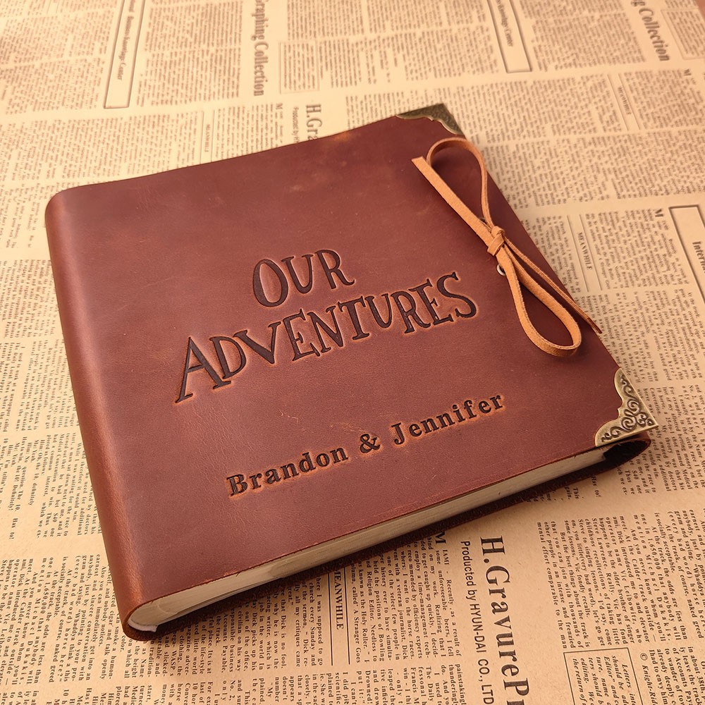 Personalised Genuine Leather Photo Album Our Adventure Book Valentine's Day Anniversary Gift For Couple