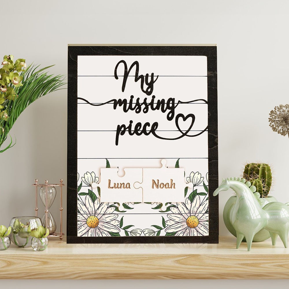 Personalised My Missing Piece Couple Wooden Sign Valentine's Day Anniversary Gift For Couple