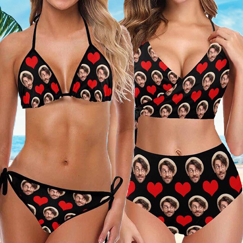 Custom Face Swimsuit Face Custom Photo Swimwear Bikini Bathing Suit with Face Summer Party Gift