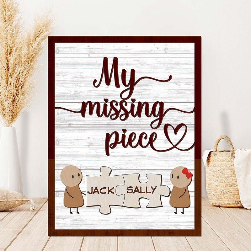 Personalised My Missing Piece Couple Wooden Sign Valentine's Day Anniversary Gift For Couple