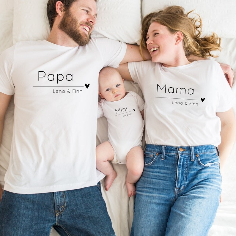 Personalised Mum Dad and Baby Matching Shirts Matching Shirt Baby Shower Shirts for New Mum and Dad