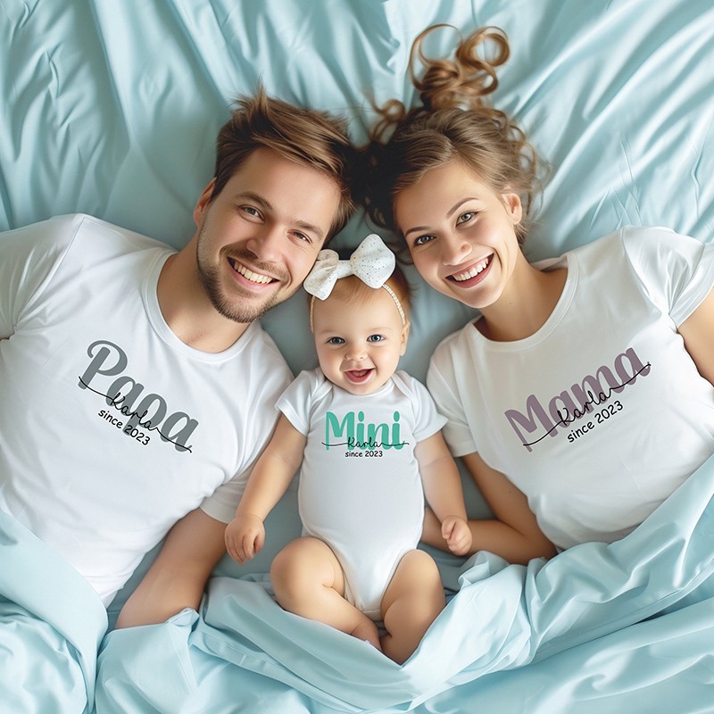 Personalised Mum Dad and Baby Matching Shirts Matching Shirt Baby Shower Shirts for New Mum and Dad