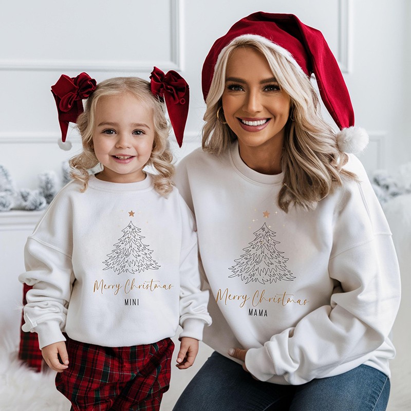 Personalised Mum Dad Mini Baby Family Matching Sweatshirt Hoodie Christmas Gift