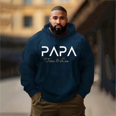 Personalised Plus Size PAPA Sweatshirt Hoodie with Kid's Names Father's Day Gift For Him