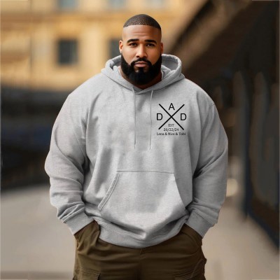 Personalised Plus Size DAD Hoodie Sweatshirt T-shirt with the Child's Names and EST Father's Day Gift