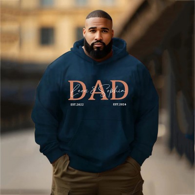 Personalised Plus Size DAD Hoodie Sweatshirt with Kid's Names Father's Day Gift Cool Dad Gift