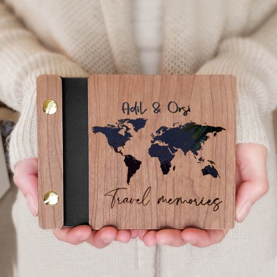 Personalised Wooden Adventure Book Photo Album Travel Memories Valentine's Day Anniversary Gift For Travel Lovers