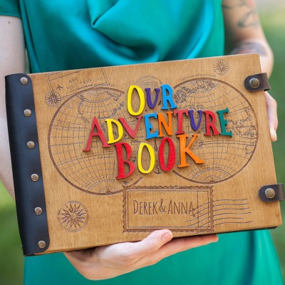 Personalised Our Adventure Book Wooden Travel Photo Album Valentine's Day Wedding Anniversary Gift for Couple