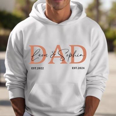 Personalised DAD Hoodie Sweatshirt with Kid's Names Father's Day Gift Cool Dad Gift