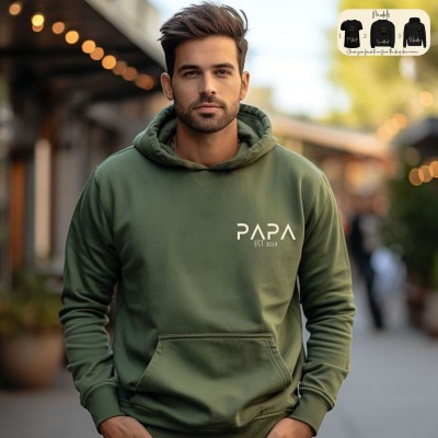 Personalised PAPA EST Sweatshirt with Kids' Names on Sleeve Father's Day Gift