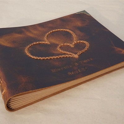 Personalised Vintage Style Genuine Leather Photo Album Valentine's Day Anniversary Gift For Couple