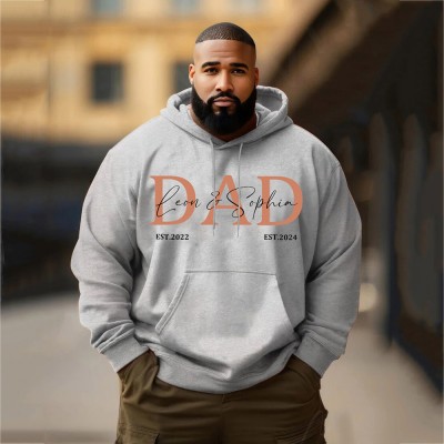 Personalised Plus Size DAD Hoodie Sweatshirt with Kid's Names Father's Day Gift Cool Dad Gift