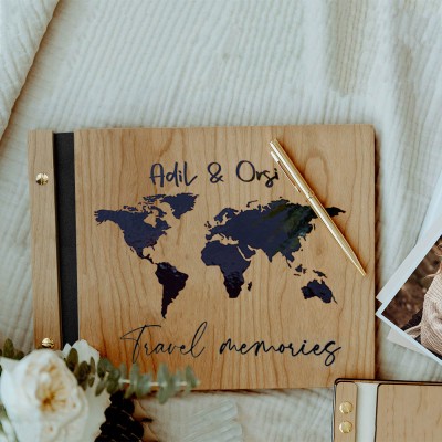 Personalised Wooden Adventure Book Photo Album Travel Memories Valentine's Day Anniversary Gift For Travel Lovers