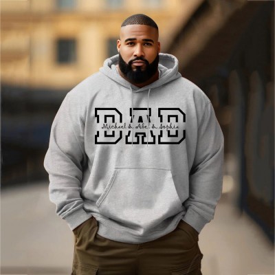 Personalised Plus Size DAD Sweatshirt Hoodie with Kid's Names Father's Day Gift For Him