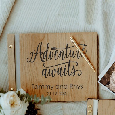 Personalised Wooden Adventure Book Photo Album Valentine's Day Anniversary Gift For Travel Lovers