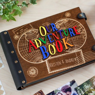 Personalised Our Adventure Book Wooden Travel Photo Album Valentine's Day Wedding Anniversary Gift for Couple