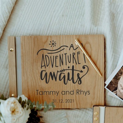 Personalised Wooden Adventure Book Photo Album Valentine's Day Anniversary Gift For Travel Lovers