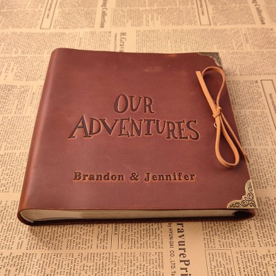 Personalised Genuine Leather Photo Album Our Adventure Book Valentine's Day Anniversary Gift For Couple