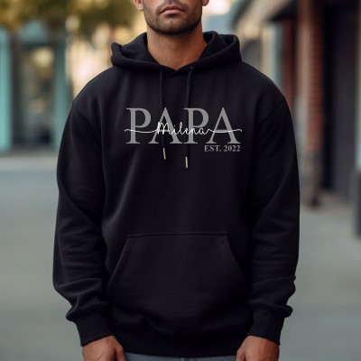 Personalised PAPA DAD Sweatshirt Hoodie with Kid's Names Father's Day Gift Cool Dad Gift